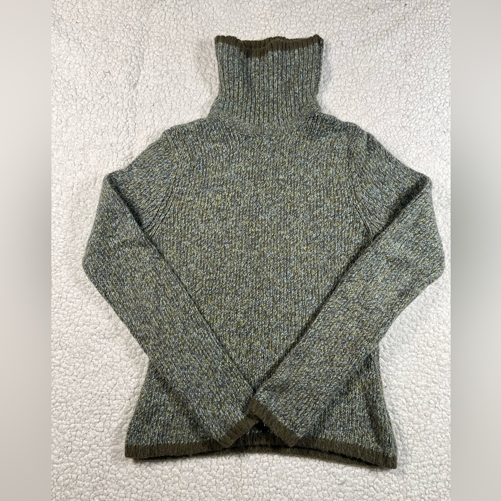 Vintage Tilt Turtleneck Sweater Popover Green S Wool Blend